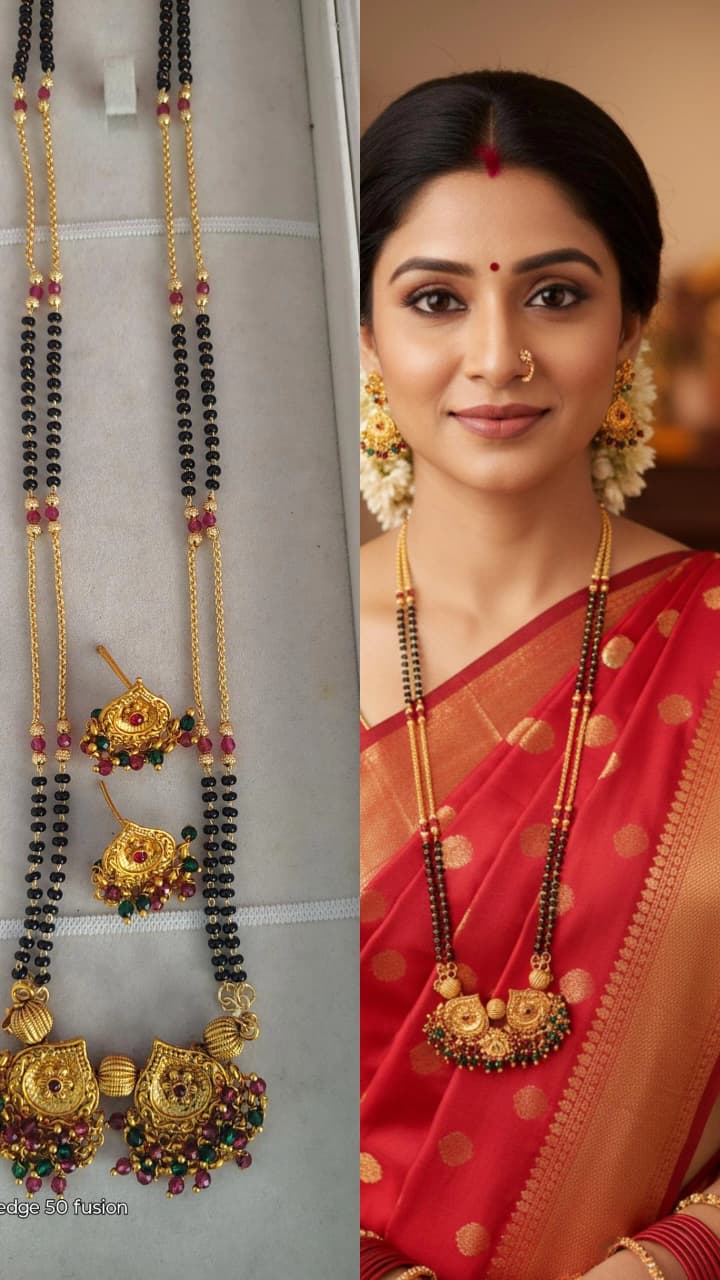 CRYSTAL MATT MANAGALSUTRA WITH EARRINGS