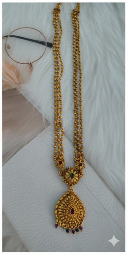 Premium quality Matt finishing  long set with earrings