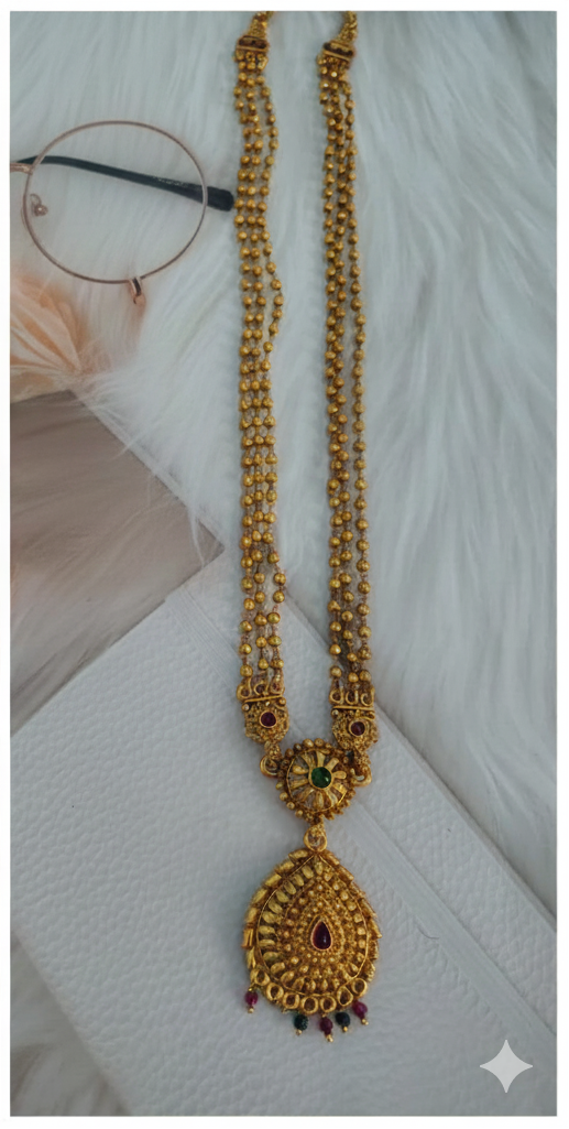 Premium quality Matt finishing  long set with earrings