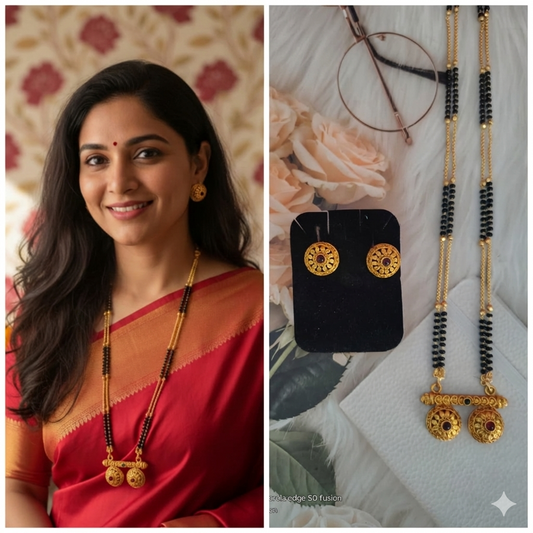 Matt mangalsutra with earrings