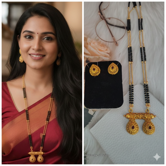 Matt mangalsutra with earrings