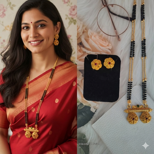 Matt mangalsutra with earrings