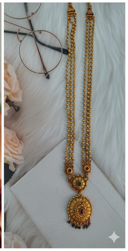 Premium quality Matt finishing  long set with earrings