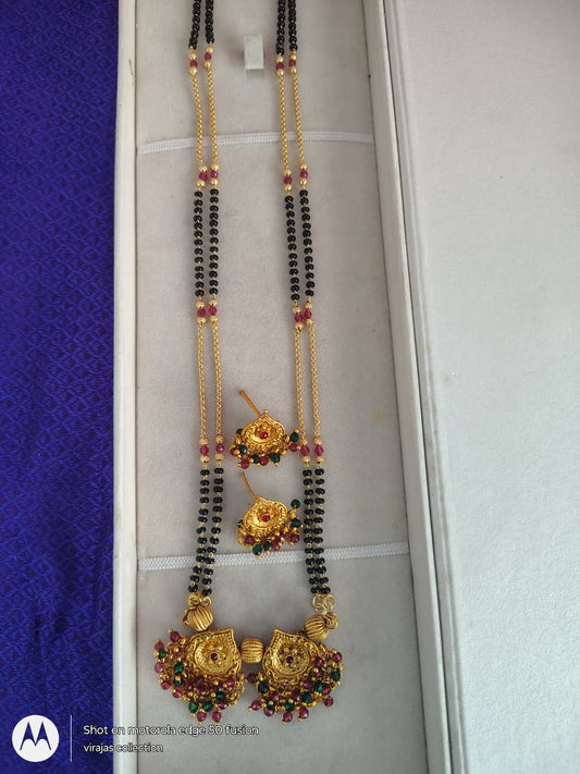 CRYSTAL MATT MANAGALSUTRA WITH EARRINGS