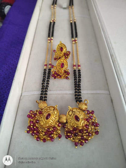 CRYSTAL MATT MANAGALSUTRA WITH EARRINGS