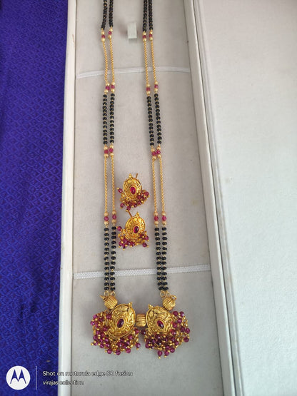 CRYSTAL MATT MANAGALSUTRA WITH EARRINGS