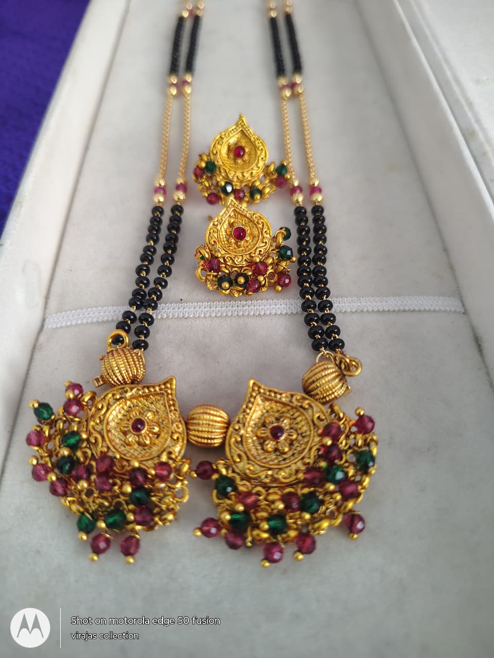 CRYSTAL MATT MANAGALSUTRA WITH EARRINGS