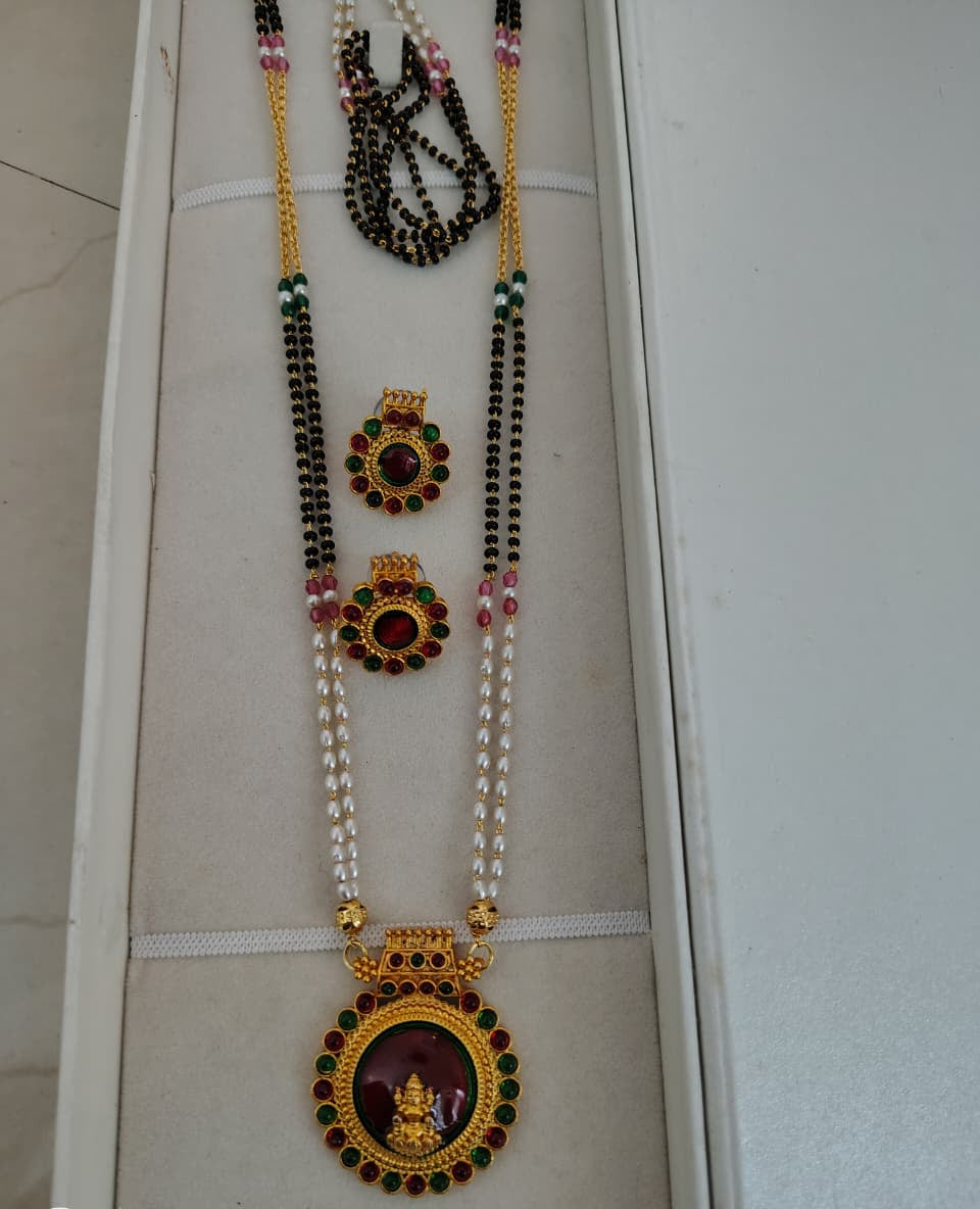 FANCY MATT MANAGALSUTRA WITH EARRINGS
