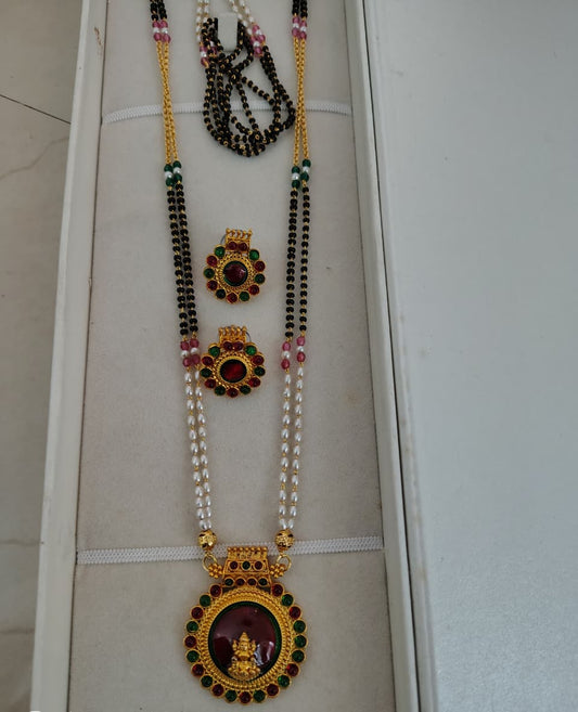 FANCY MATT MANAGALSUTRA WITH EARRINGS