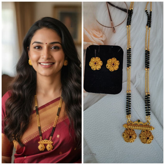 Matt mangalsutra with earrings
