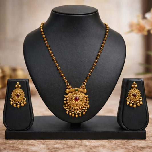 matt mangalsutra with earrings