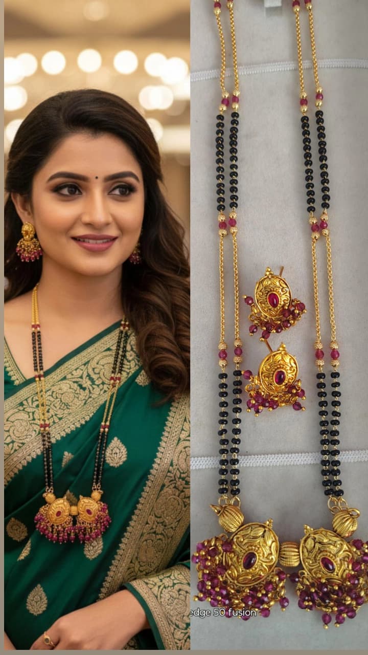 CRYSTAL MATT MANAGALSUTRA WITH EARRINGS