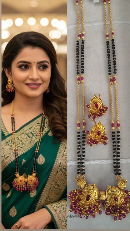 CRYSTAL MATT MANAGALSUTRA WITH EARRINGS