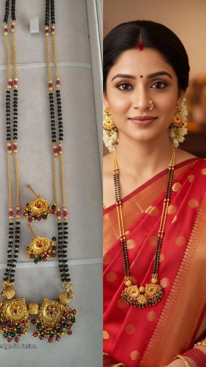 CRYSTAL MATT MANAGALSUTRA WITH EARRINGS